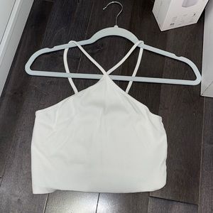 Zara Ribbed Criss Cross Top - White